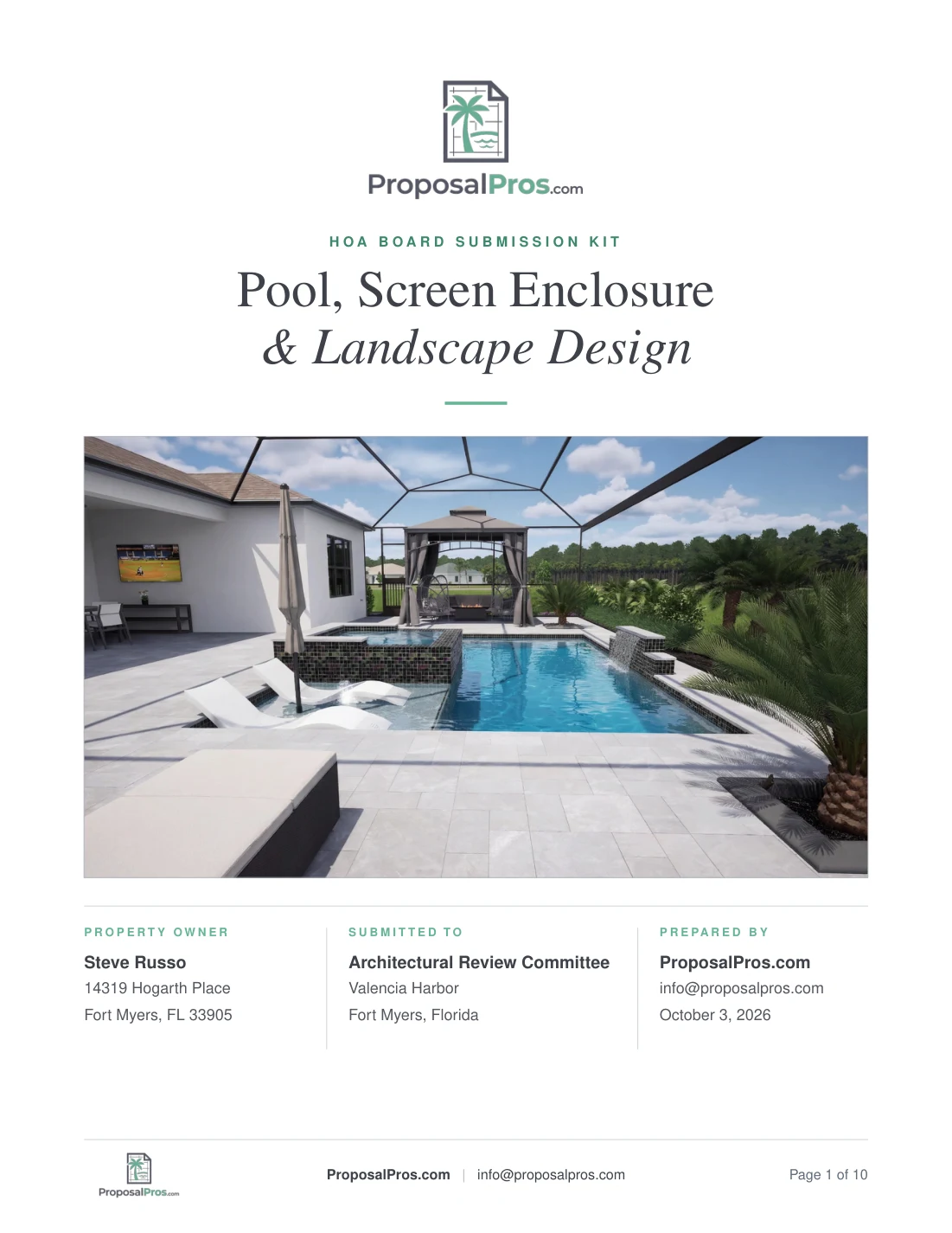 Sample HOA Board Submission Kit, page 1 of 10