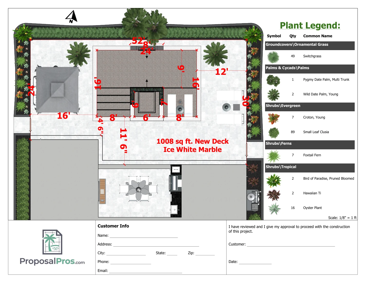 Sample landscape drawing with plant list