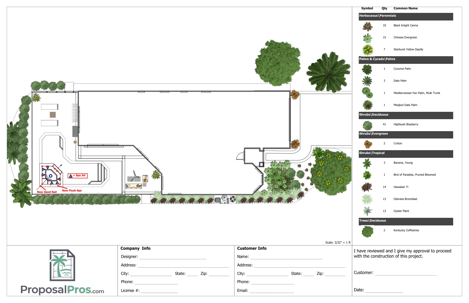 Scaled drawing for Spa Addition + Full Relandscape