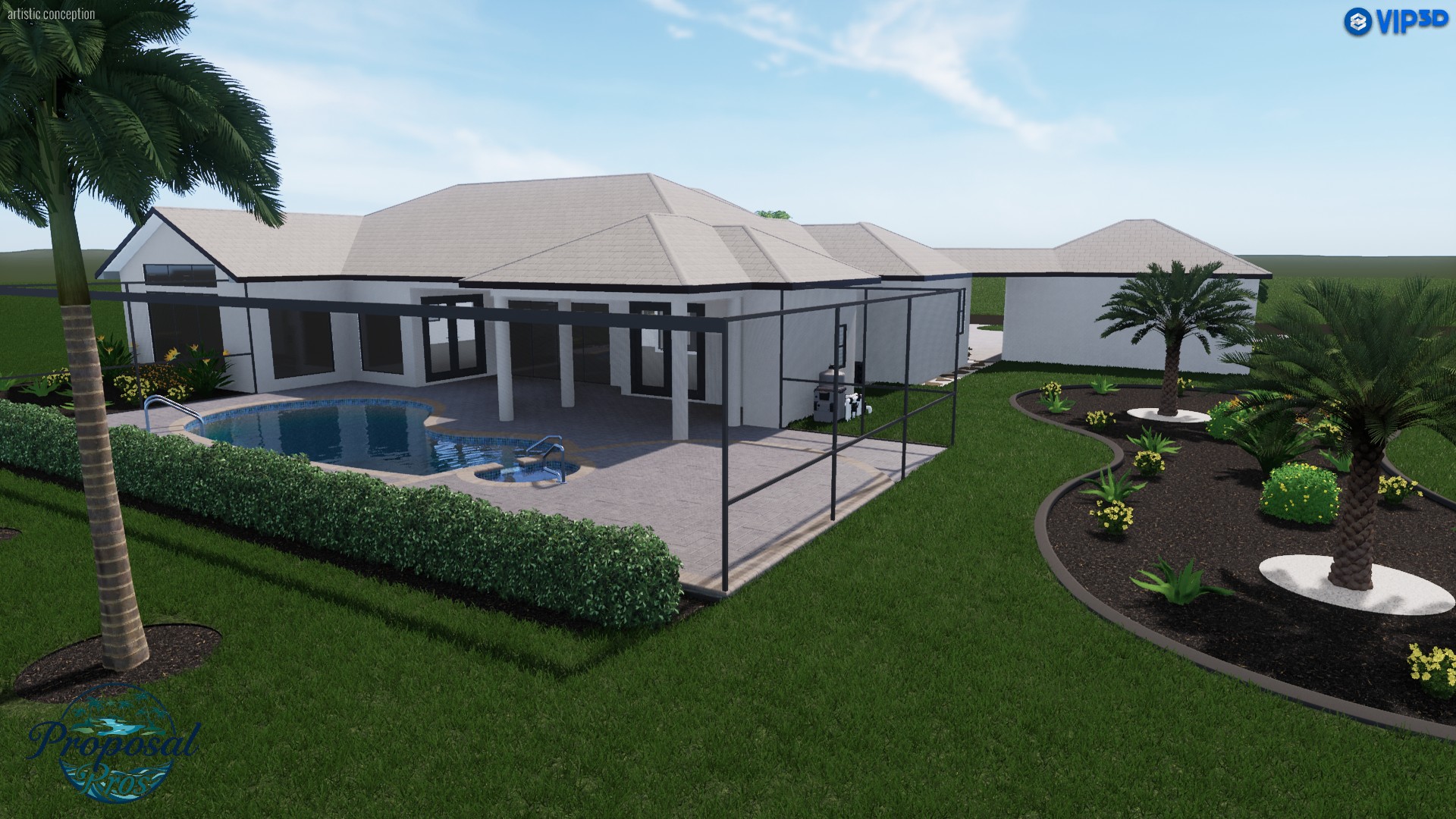 Photorealistic 3D rendering of a custom pool