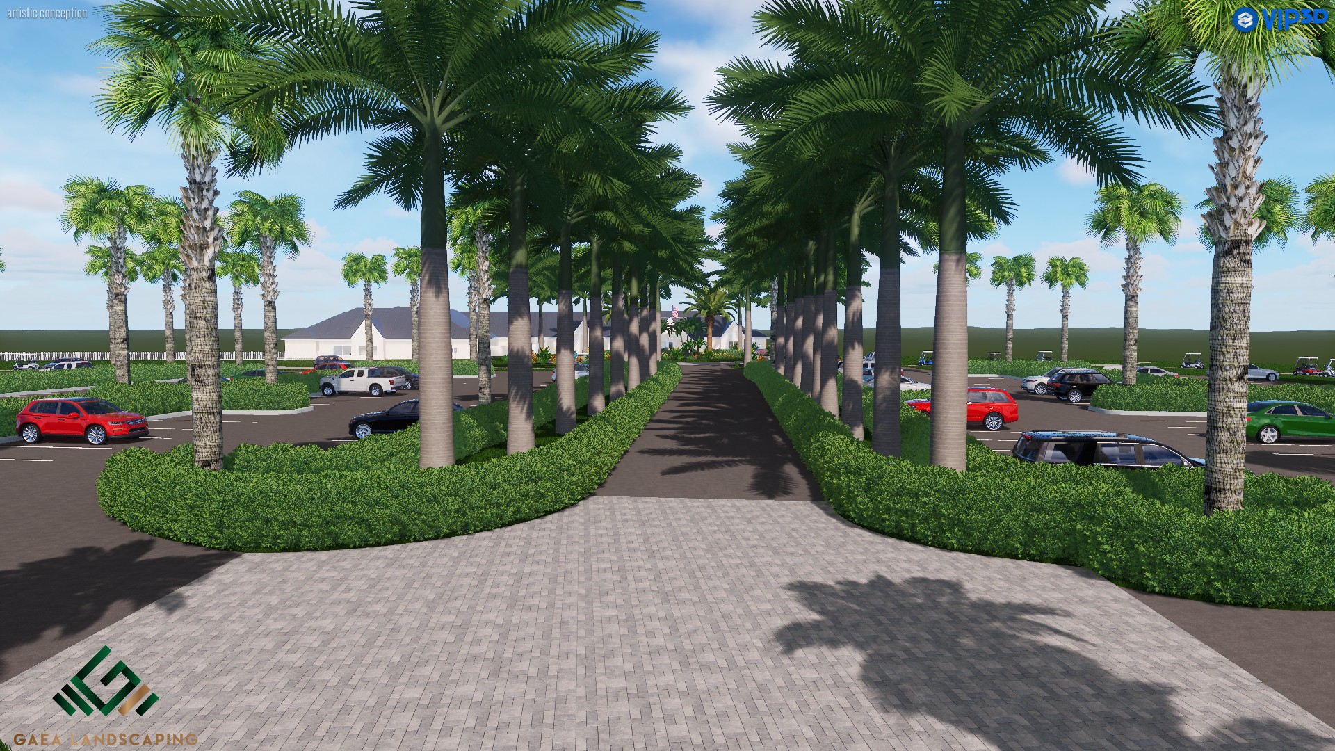 Photorealistic 3D rendering of an outdoor living space